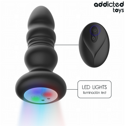 ADDICTED TOYS - THRUSTING VIBRATING ANAL PLUG, LED LIGHT REMOTE CONTROL - My naughty haven #