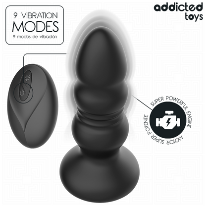 ADDICTED TOYS - THRUSTING VIBRATING ANAL PLUG, LED LIGHT REMOTE CONTROL - My naughty haven #