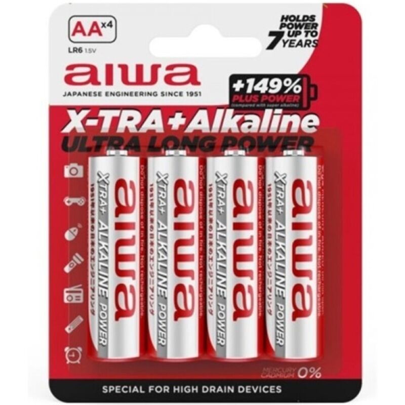 AIWA - X-TRA ALKALINE AA ALKALINE BATTERY LR6 BLISTER*4 - My naughty haven #