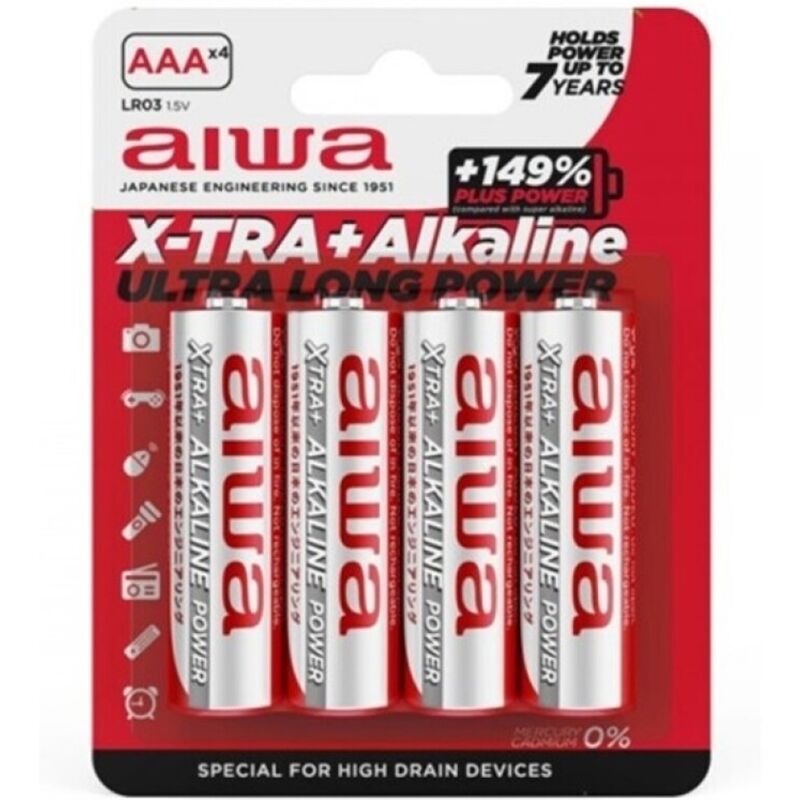 AIWA - X-TRA ALKALINE AAA ALKALINE BATTERY LR03 BLISTER*4 - My naughty haven #