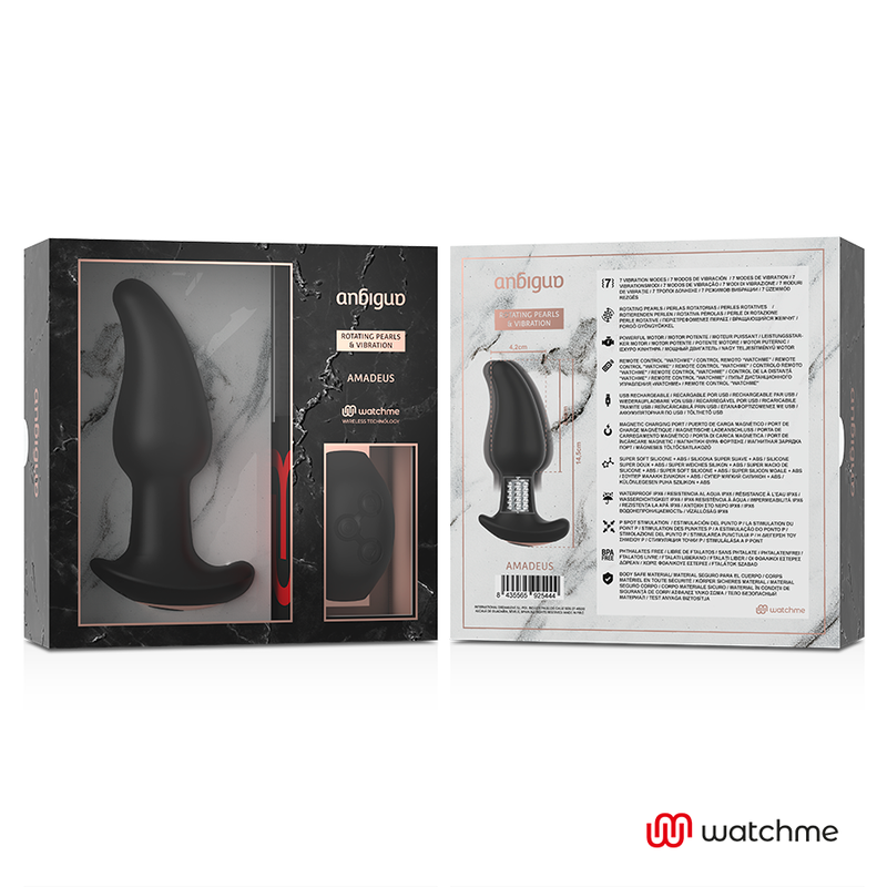 ANBIGUO - WATCHME REMOTE CONTROL ANAL PLUG VIBRATOR WITH ROTATION OF AMADEUS PEARLS - My naughty haven #