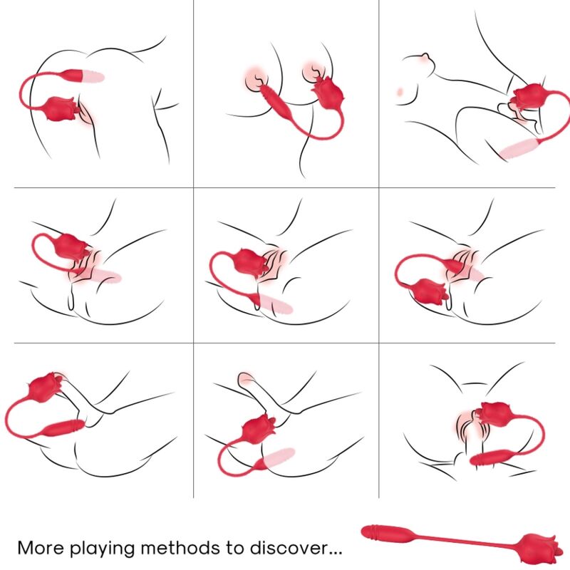 ARMONY - 3-IN-1 PINK, STIMULATOR, SUCTION AND UP&DOWN WITH RED TAIL - My naughty haven #