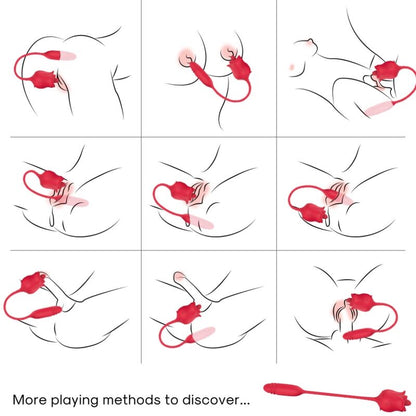 ARMONY - 3-IN-1 PINK, STIMULATOR, SUCTION AND UP&DOWN WITH RED TAIL - My naughty haven #