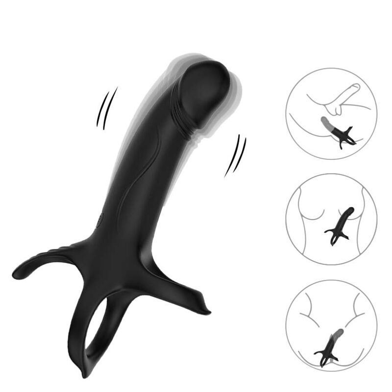 ARMONY - DILDO WITH RING & VIBRATOR REMOTE CONTROL BLACK - My naughty haven #