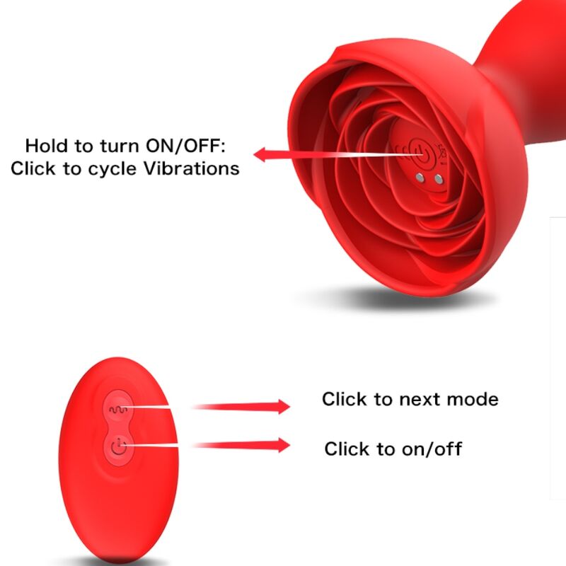 ARMONY - EXTREME A BLOOM ROSE VIBRATOR & ANAL PLUG REMOTE CONTROL RED - My naughty haven #