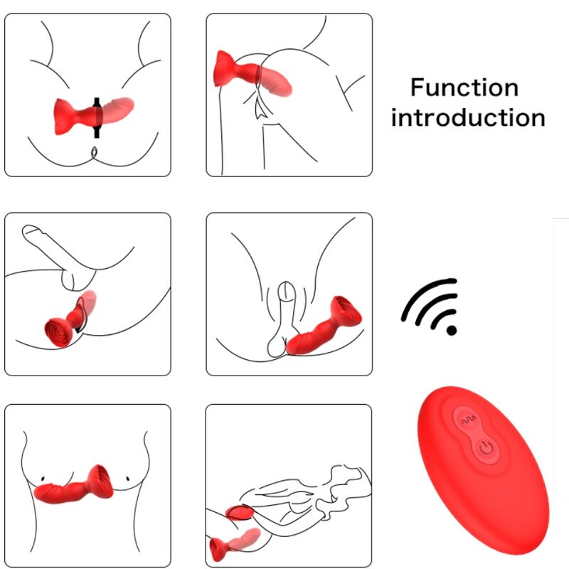 ARMONY - EXTREME A BLOOM ROSE VIBRATOR & ANAL PLUG REMOTE CONTROL RED - My naughty haven #