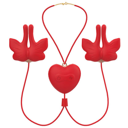 ARMONY - MAGNETIC NIPPLE CLAMPS WITH VIBRATION BUTTERFLY SHAPE RED - My naughty haven #