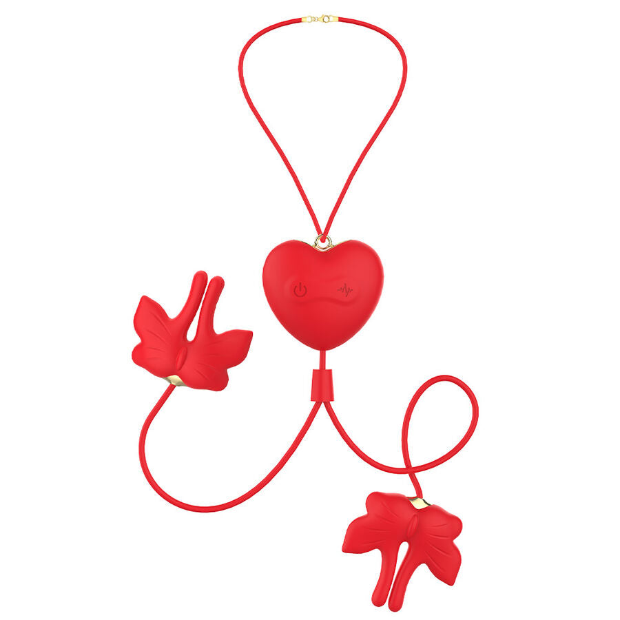 ARMONY - MAGNETIC NIPPLE CLAMPS WITH VIBRATION BUTTERFLY SHAPE RED - My naughty haven #