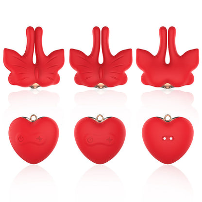 ARMONY - MAGNETIC NIPPLE CLAMPS WITH VIBRATION BUTTERFLY SHAPE RED - My naughty haven #
