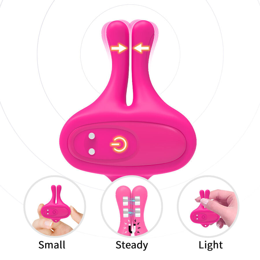 ARMONY - RABBIT SHAPE VIBRATION MAGNETIC NIPPLE CLAMPS PINK - My naughty haven #