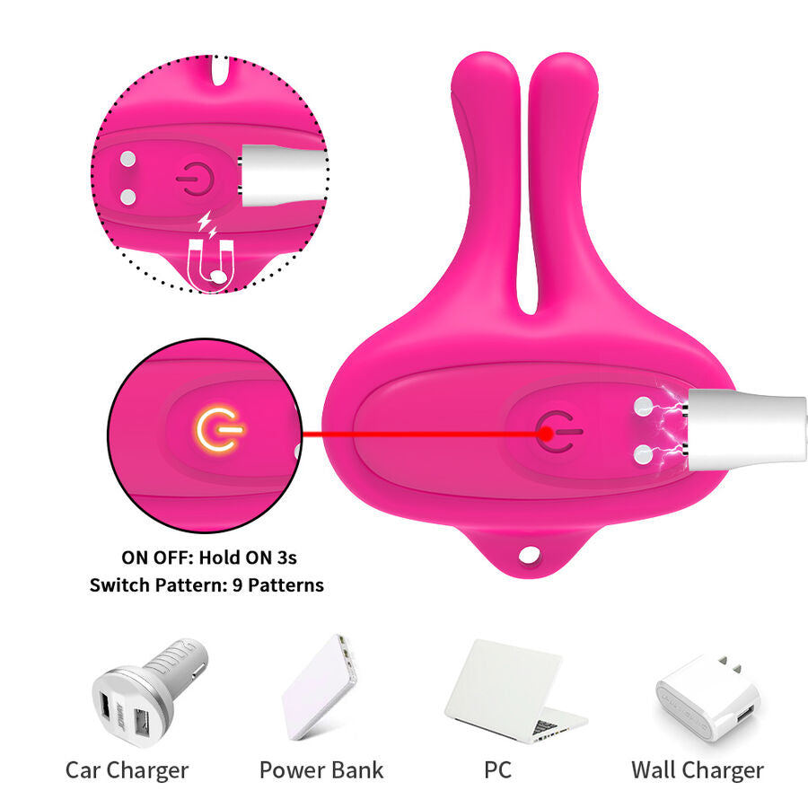 ARMONY - RABBIT SHAPE VIBRATION MAGNETIC NIPPLE CLAMPS PINK - My naughty haven #