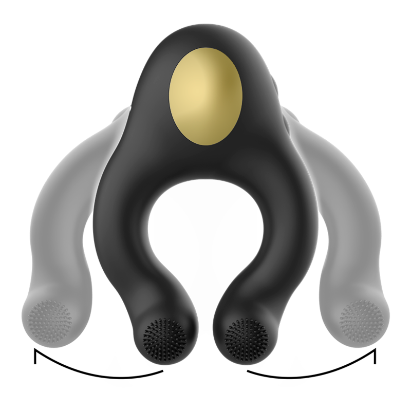 ARMONY - SILICONE VIBRATOR RING 3 MOTORS RECHARGEABLE BLACK - GOLD - My naughty haven #