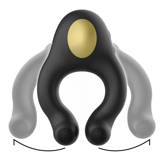 ARMONY - SILICONE VIBRATOR RING 3 MOTORS RECHARGEABLE BLACK - GOLD - My naughty haven #