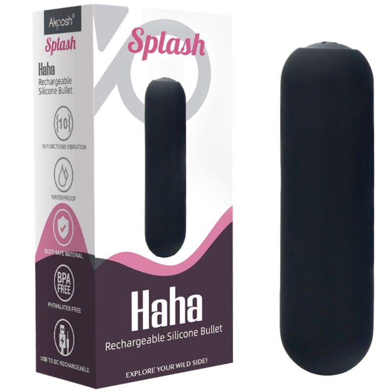 ARMONY - SPLASH HAHA VIBRATOR BULLET SILICONE 10 VIBRATIONS 75 X 19 CM BLACK - My naughty haven #
