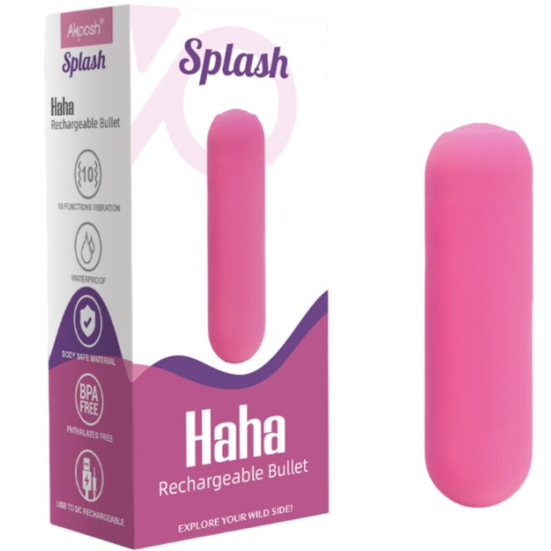 ARMONY - SPLASH HAHA VIBRATOR BULLET SILICONE 10 VIBRATIONS 75 X 19 CM PINK - My naughty haven #