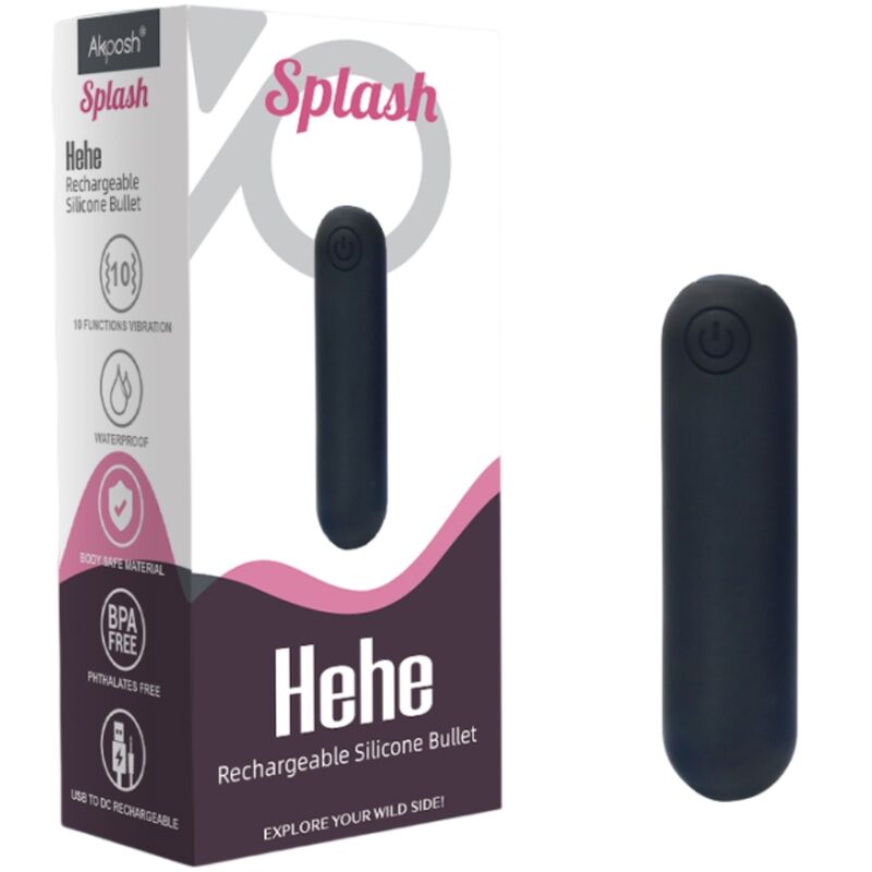 ARMONY -SPLASH HEHE VIBRATOR BULLET SILICONE 10 VIBRATIONS 65 X 15 CM BLACK - My naughty haven #