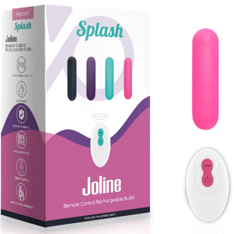 ARMONY - SPLASH JOLINE VIBRATOR BULLET SILICONE REMOTE CONTROL 10 VIBRATIONS 65 X 15 CM PINK - My naughty haven #