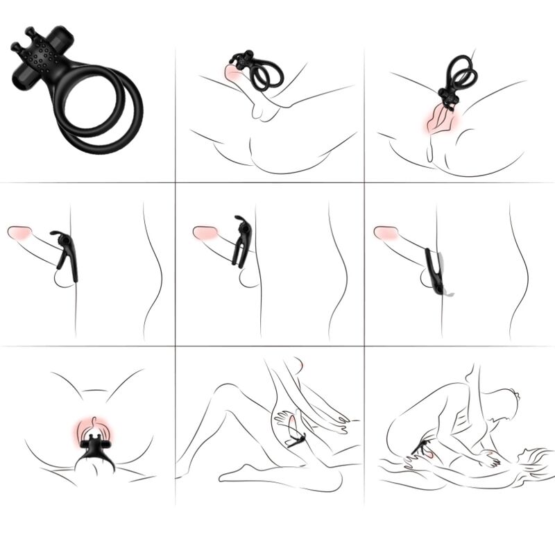 ARMONY - TRAVELER DOUBLE VIBRATOR RING FOR COUPLES RABBIT BLACK - My naughty haven #