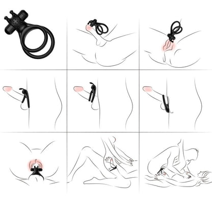ARMONY - TRAVELER DOUBLE VIBRATOR RING FOR COUPLES RABBIT BLACK - My naughty haven #