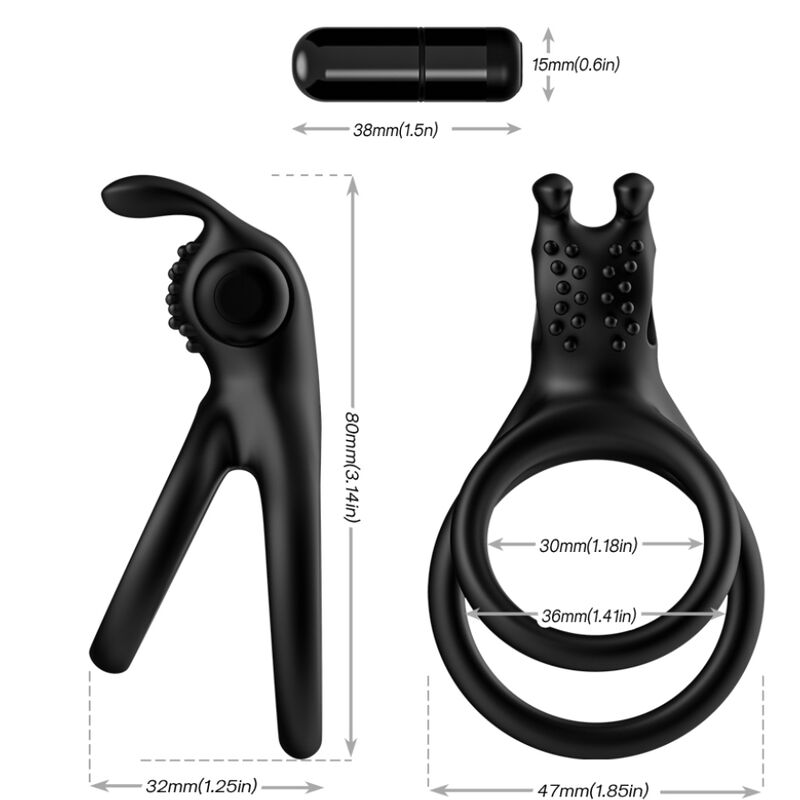 ARMONY - TRAVELER DOUBLE VIBRATOR RING FOR COUPLES RABBIT BLACK - My naughty haven #