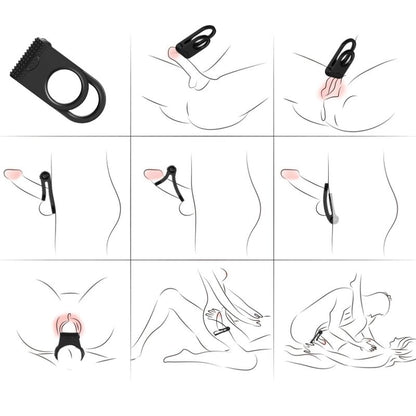 ARMONY - TWINS DOUBLE VIBRATOR RING FOR COUPLES BLACK - My naughty haven #