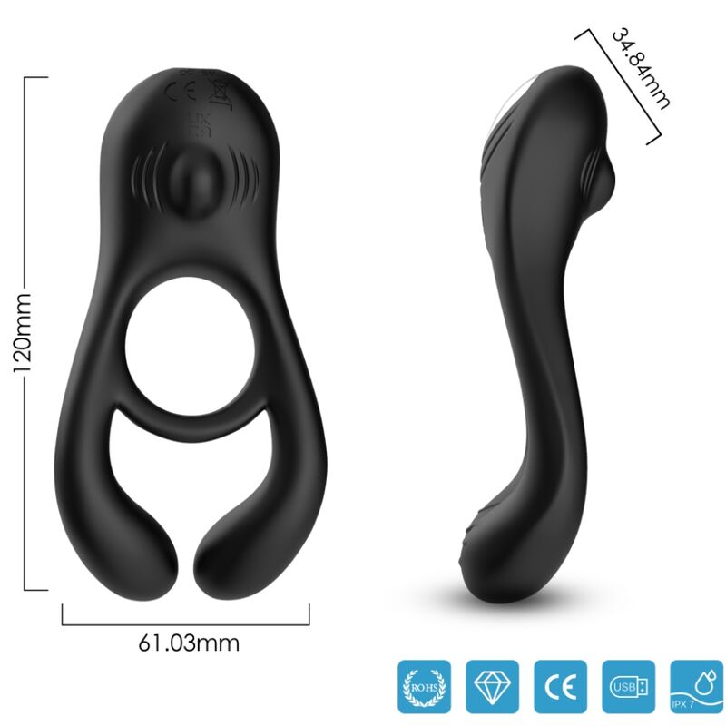 ARMONY - VEYRON DOUBLE VIBRATOR RING TOY FOR COUPLES BLACK - My naughty haven #