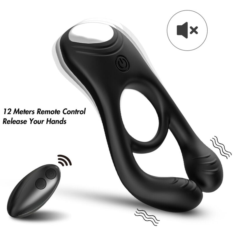 ARMONY - VEYRON DOUBLE VIBRATOR RING TOY FOR COUPLES REMOTE CONTROL BLACK - My naughty haven #