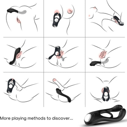 ARMONY - VEYRON DOUBLE VIBRATOR RING TOY FOR COUPLES REMOTE CONTROL BLACK - My naughty haven #