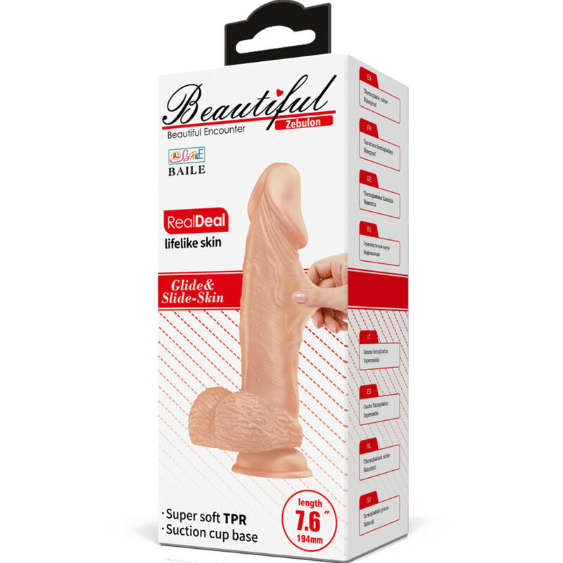 BAILE - BEAUTIFUL ENCOUNTER ZEBULON FLEXIBLE REALISTIC DILDO 19.4 CM NATURAL - My naughty haven #