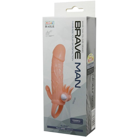 BAILE - BRAVE MAN PENIS COVER WITH CLIT AND ANAL STIMULATION FLESH 16.5 CM - My naughty haven #