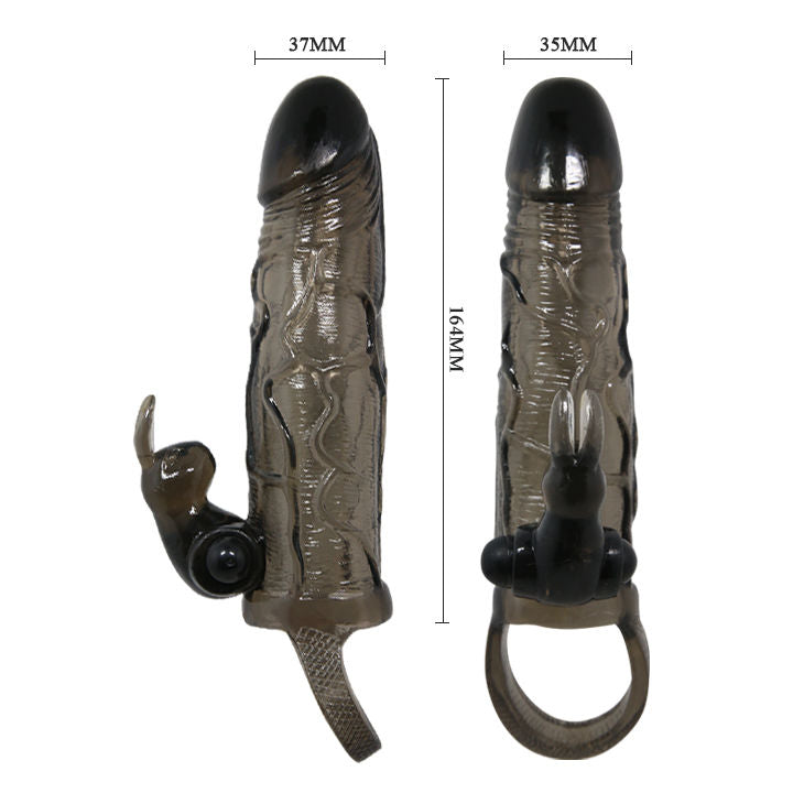 BAILE - BRAVE MAN PENIS COVER WITH RABBIT BLACK 16.5 CM - My naughty haven #