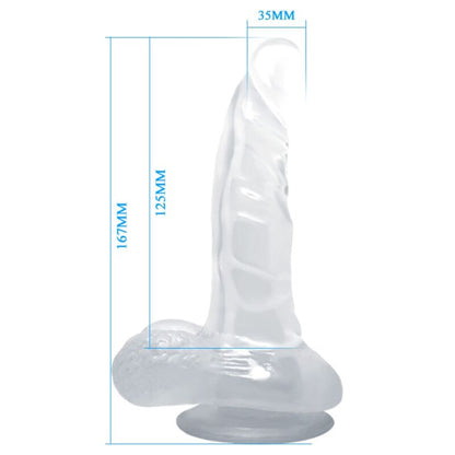 BAILE - REALISTIC DILDO WITH SUCTION CUP AND TESTICLES 16.7 CM TRANSPARENT - My naughty haven #