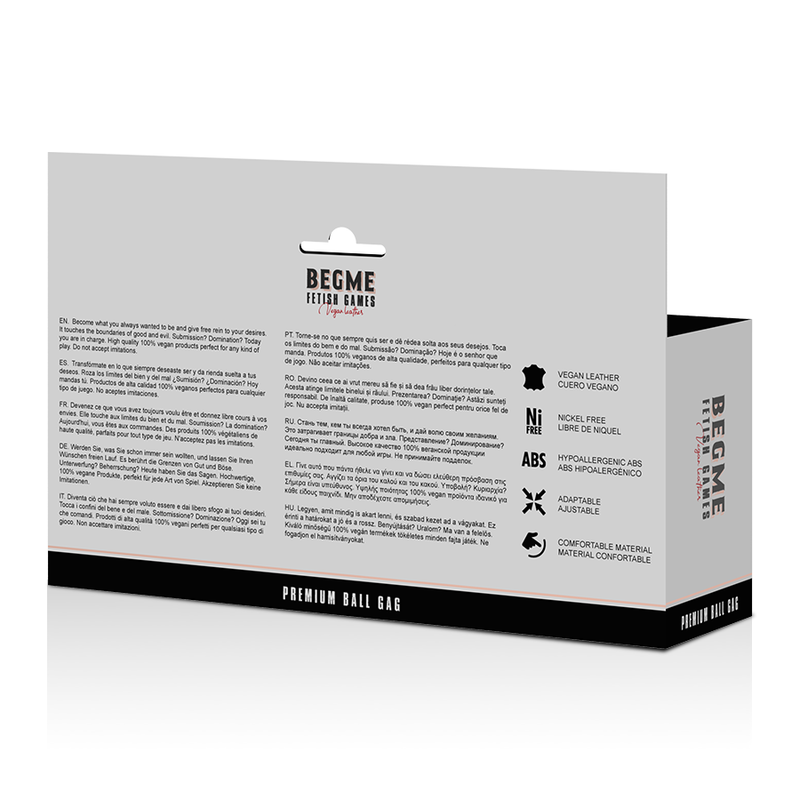 BEGME - BLACK EDITION BALL GAG VEGAN LEATHER - My naughty haven #
