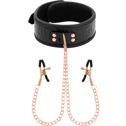 BEGME - BLACK EDITION COLLAR WITH NIPPLE CLAMPS WITH NEOPRENE LINING - My naughty haven #