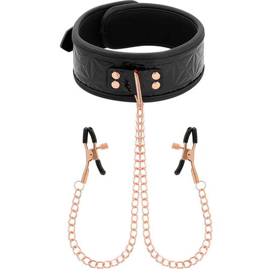 BEGME - BLACK EDITION COLLAR WITH NIPPLE CLAMPS WITH NEOPRENE LINING - My naughty haven #
