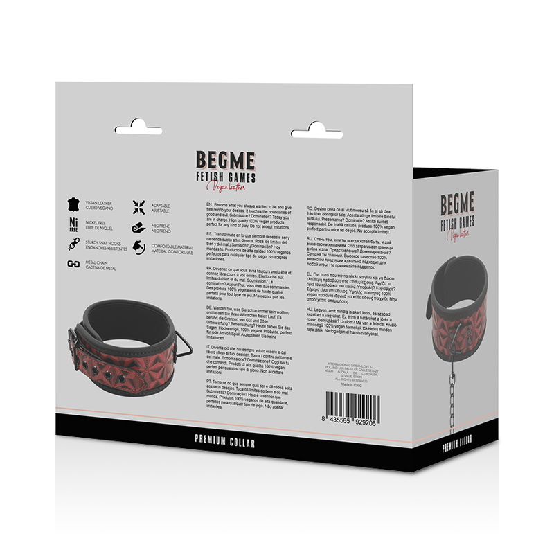 BEGME - RED EDITION PREMIUM VEGAN LEATHER COLLAR WITH NEOPRENE LINING - My naughty haven #
