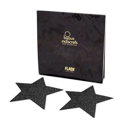 BIJOUX - INDISCRETS FLASH BLACK STAR NIPPLE CAPS - My naughty haven #