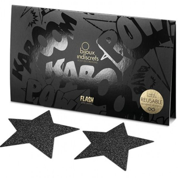 BIJOUX - INDISCRETS FLASH BLACK STAR NIPPLE CAPS - My naughty haven #