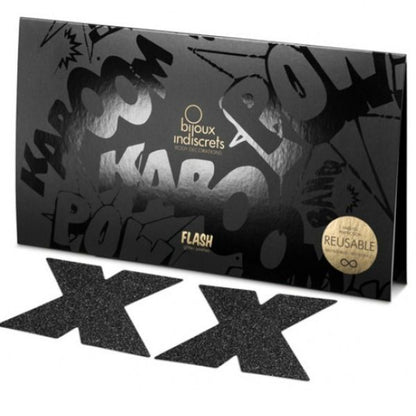 BIJOUX - INDISCRETS FLASH CROSS BLACK NIPPLE CAPS - My naughty haven #
