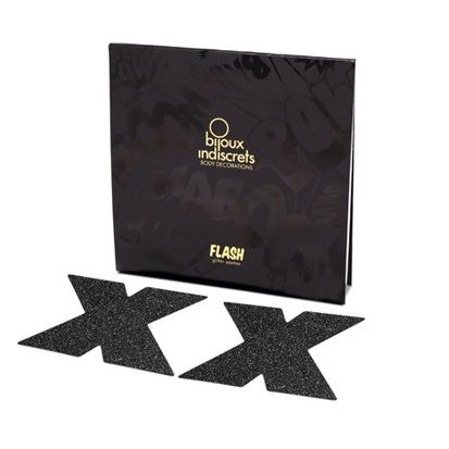 BIJOUX - INDISCRETS FLASH CROSS BLACK NIPPLE CAPS - My naughty haven #