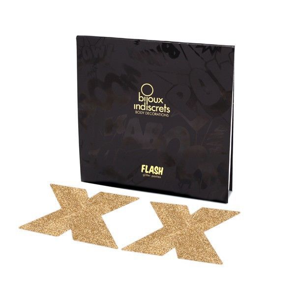 BIJOUX - INDISCRETS FLASH CROSS GOLD NIPPLE COVERS - My naughty haven #