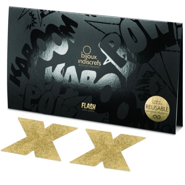 BIJOUX - INDISCRETS FLASH CROSS GOLD NIPPLE COVERS - My naughty haven #