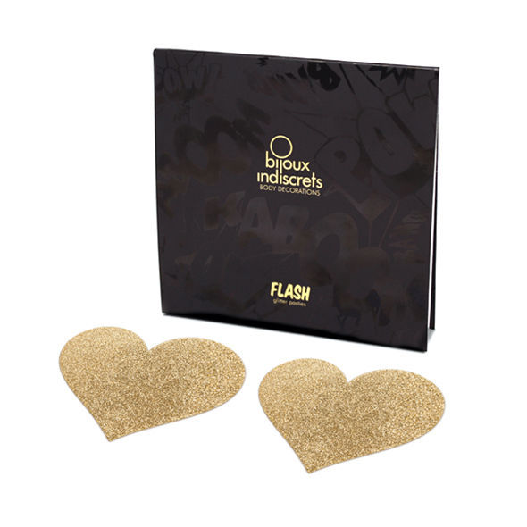 BIJOUX - INDISCRETS FLASH GOLDEN HEART NIPPLE COVERS - My naughty haven #