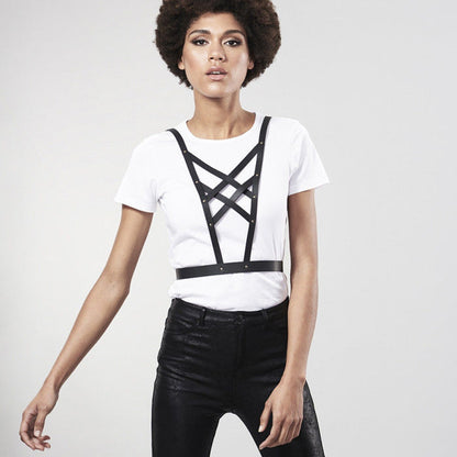 BIJOUX - INDISCRETS MAZE CROSSED HARNESS WITH NECKLINE BLACK - My naughty haven #