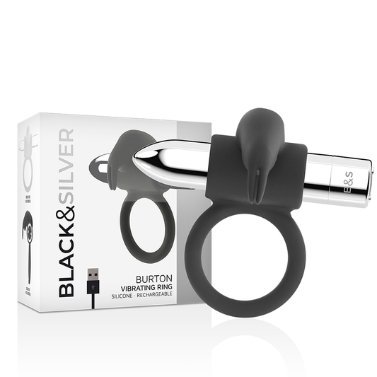 BLACK&SILVER - BURTON RECHARGEABLE RING 10 VIBRATION MODES - My naughty haven #