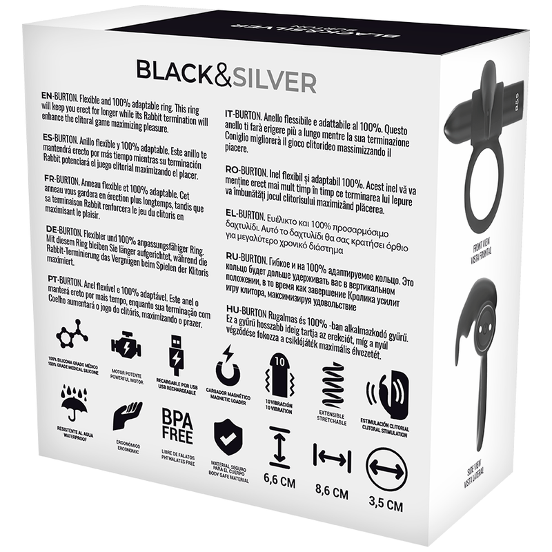 BLACK&SILVER - BURTON RING 10 VIBRATION MODES BLACK - My naughty haven #