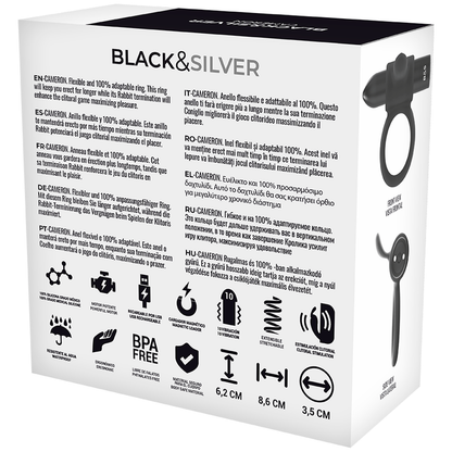 BLACK&SILVER - CAMERON BLACK RECHARGEABLE RING - My naughty haven #