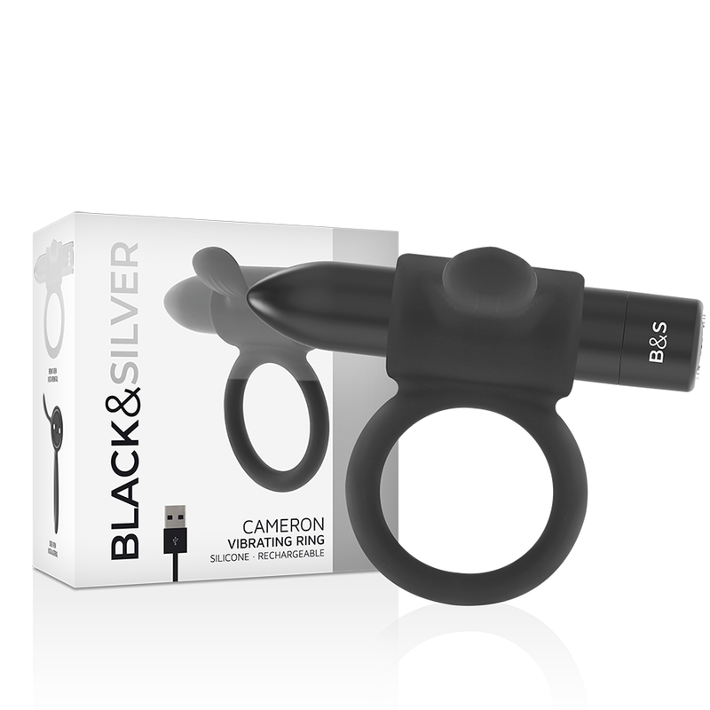 BLACK&SILVER - CAMERON BLACK RECHARGEABLE RING - My naughty haven #