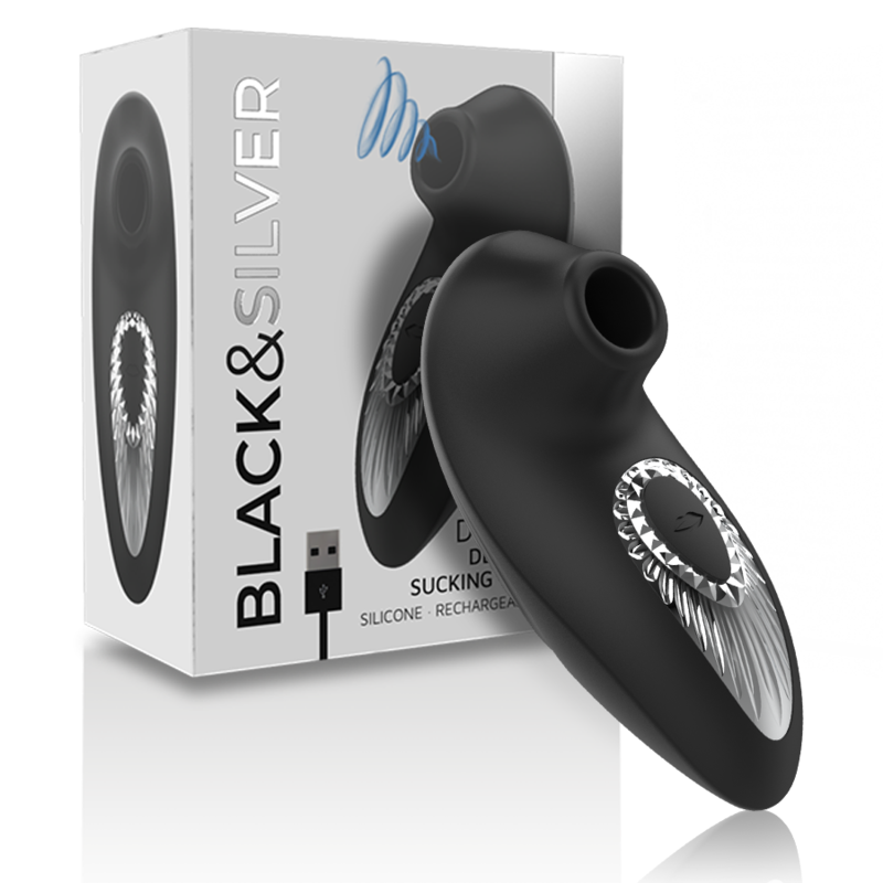 BLACK&SILVER - DRAKE DELUXE SUCKING VIBE RECHARGEABLE SILICONE BLACK - My naughty haven #