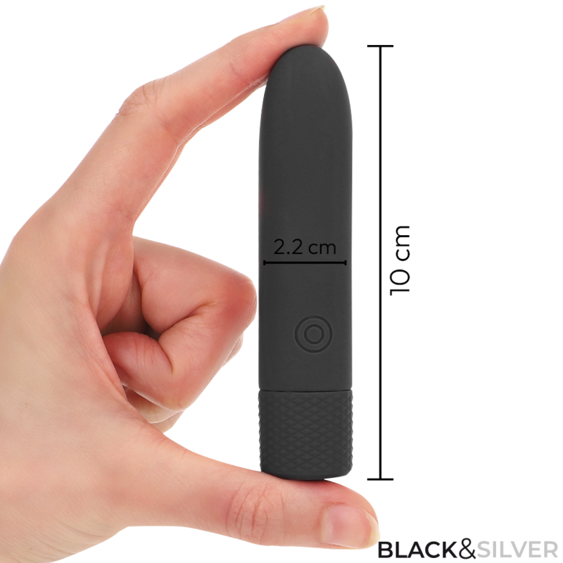 BLACK&SILVER - GERI USB ЗАРЕЖДАЩ СЕ ВИБРАЦИОНЕН КУРШУМ 8 ВИБРАЦИИ ЧЕРЕН 10 X 2.2 СМ